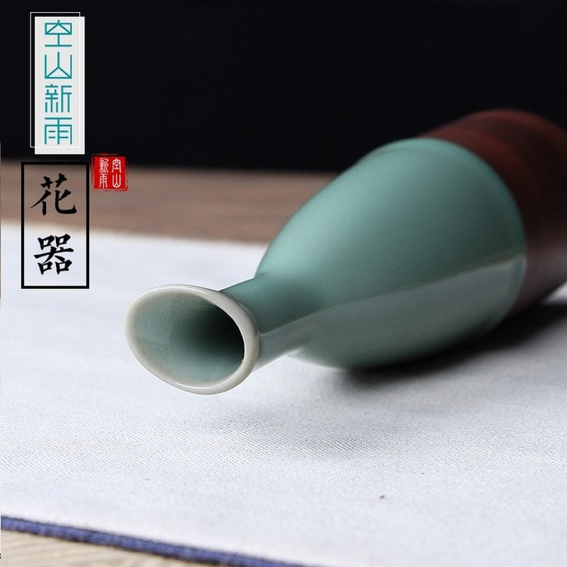 Jingdezhen Celadon Vazo Çin Seramik Dekorasyonu Basit Uzun Çiçek Vazo Ev Dekoru Kemik Çin Vazo Çiçek Dekorasyonu