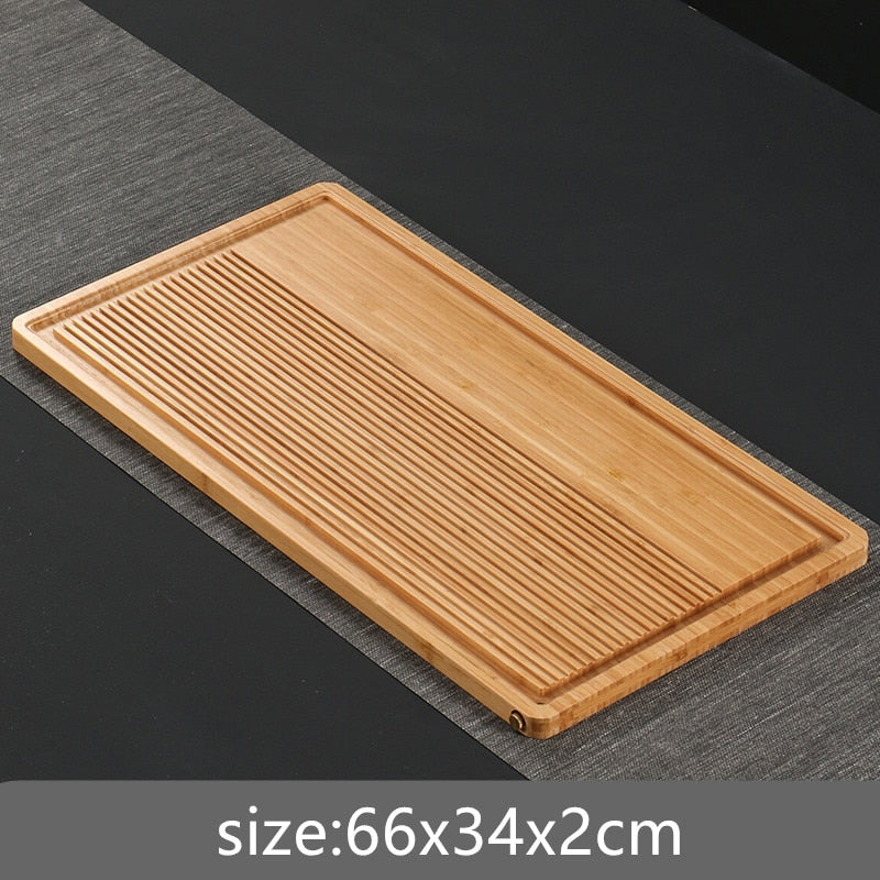 Plateau à thé en bambou naturel chinois, stockage de l'eau de Drainage, double usage, accessoires de table à thé pour salon, planche à thé domestique Chahai