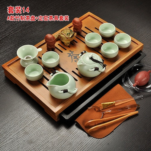 Chinese Tea Set with Tray Gaiwan Infusers Teapot Kit Chinese Luxury Kung Fu Tea Cup Set Complete Gift Kitchen Te Teapot Teaware
