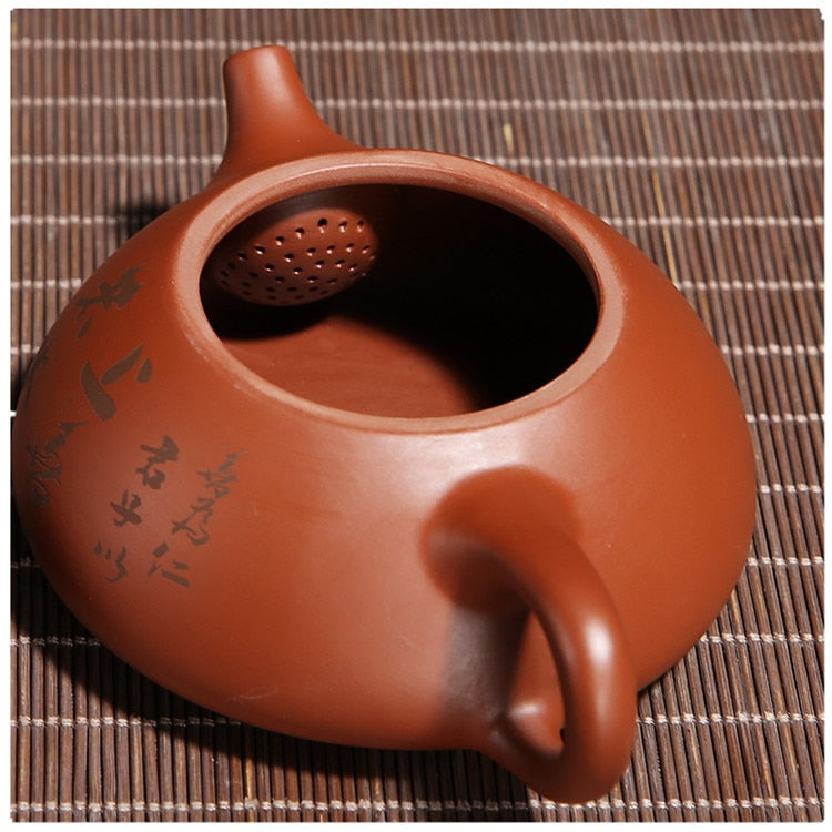 185ML Handcrafted Buddhist Scriptures Yixing Purple Clay Teapot Small Capacity Traditional Chinese Kettle Puer Oolong Tea Set