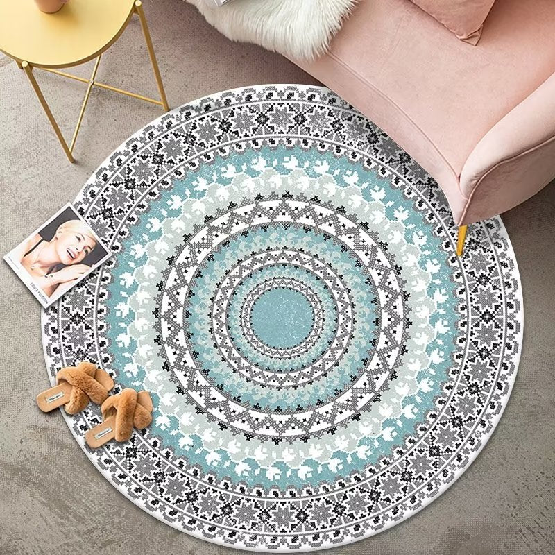 Bohemian Style Round Carpet Decoration Home Large Size Bedroom Rugs Fluffy Soft Carpet for Living Rooms Short Plush Floor Mats