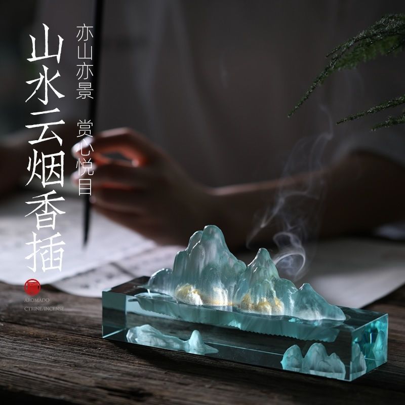 زجاج المناظر الطبيعية الديكور سلك البخور عصا البخور حامل البخور البخور موقد الدخان حفل الشاي حامل القلم