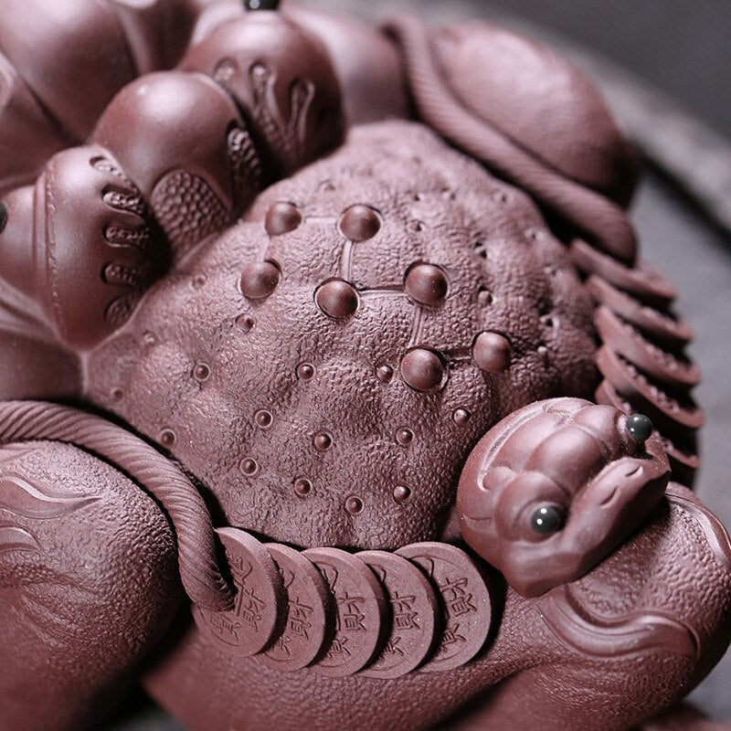 Purplue Sand Tea Pet Decoration Большой бутик -бродяга с золотой жабой