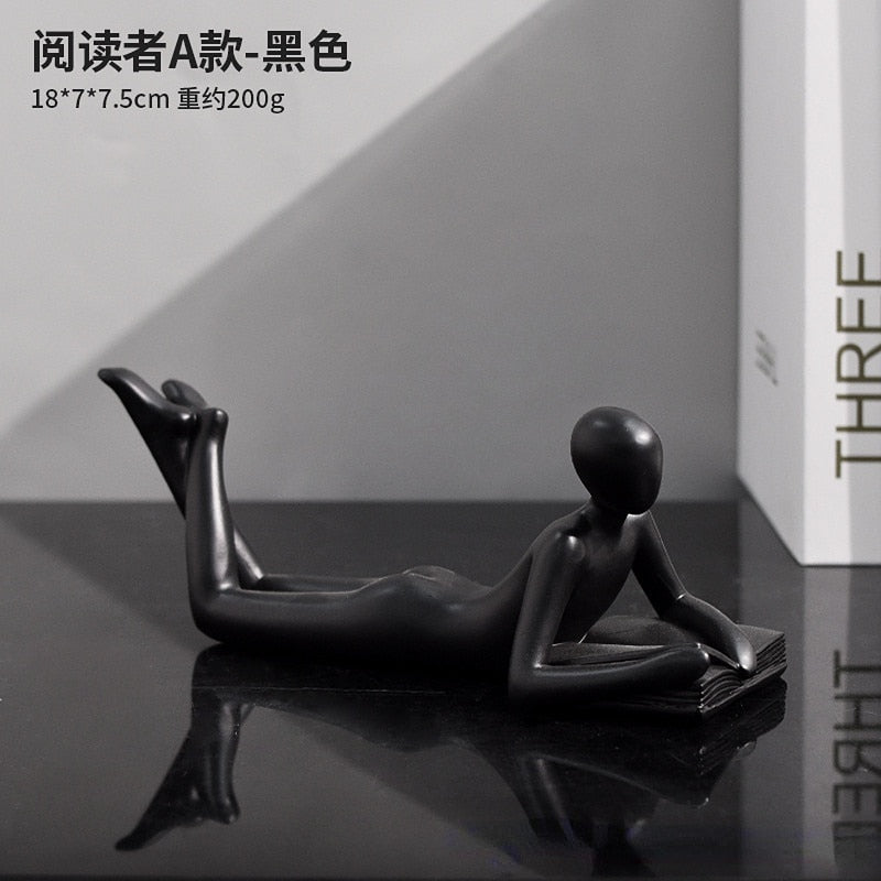 豪華なクリエイティブ思想家を読む彫刻家の装飾アクセサリーリビングルームオフィススタディリトルフィギュア彫像アートルームの装飾