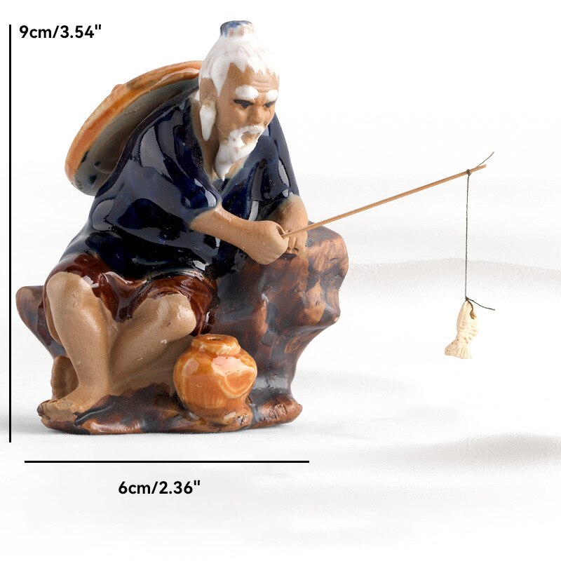 Seramik Fisherman Boat Figurines Untuk Tangki Ikan Akuarium Lanscape Bonsai Rockery Hiasan Hiasan Taman Rumah Hiasan Rumah