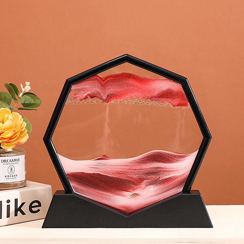 3D Moving Sand Art Gambar Bundar Pindah Jam Glass 3D Gunung Sandscape Tampilan Gerakan Lukisan Lukisan Dekorasi Rumah Hadiah