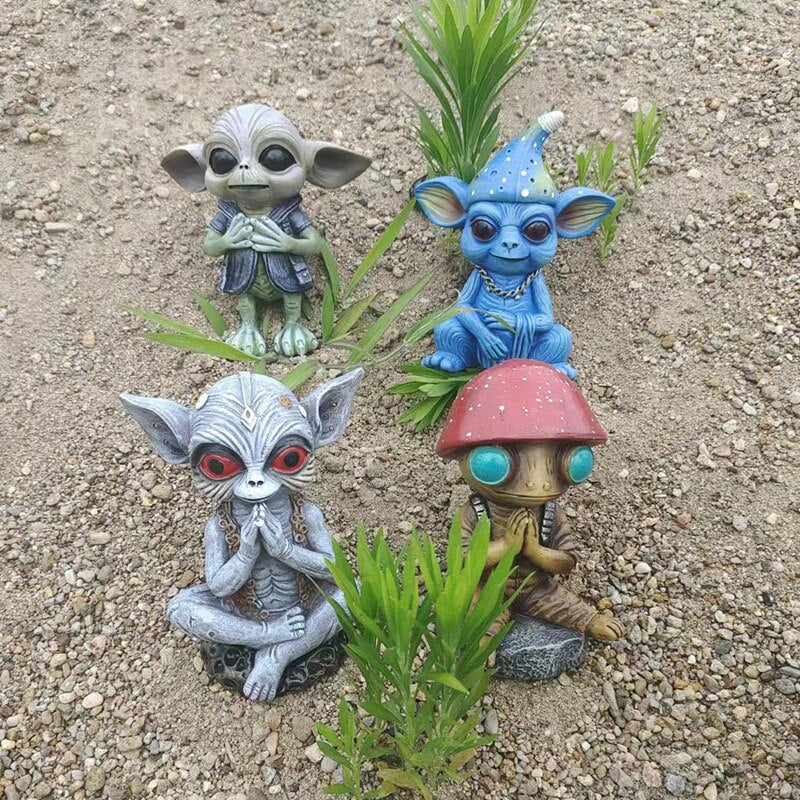 Halloween Garden Ornaments Alien Statues Garden Fairy Garden Decorations Home Accessories Resin Crafts home accessories