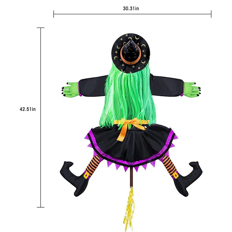 2023 Nová Halloween čarodějnice Doll Courtyard Witch narážející do stromu Halloween Decoration Toys Funny Door veranda stromu dekory