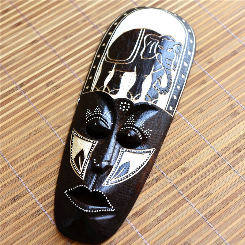 タイの木彫りマスクヴィンテージの壁の装飾ゲートペンダント壁の装飾バーインサウスイーストアジアスタイルのホームアクセサリー