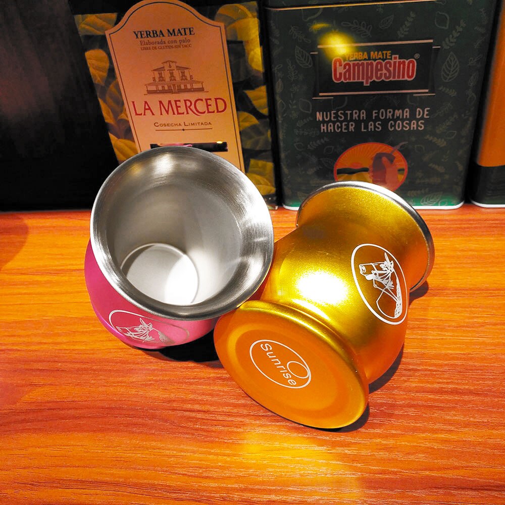 1 PC/Lot Yerba Mate Kits Include Stainless Gourds Calabash Cup 6 OZ & Straw Filter Bombilla & Cleaning Brush