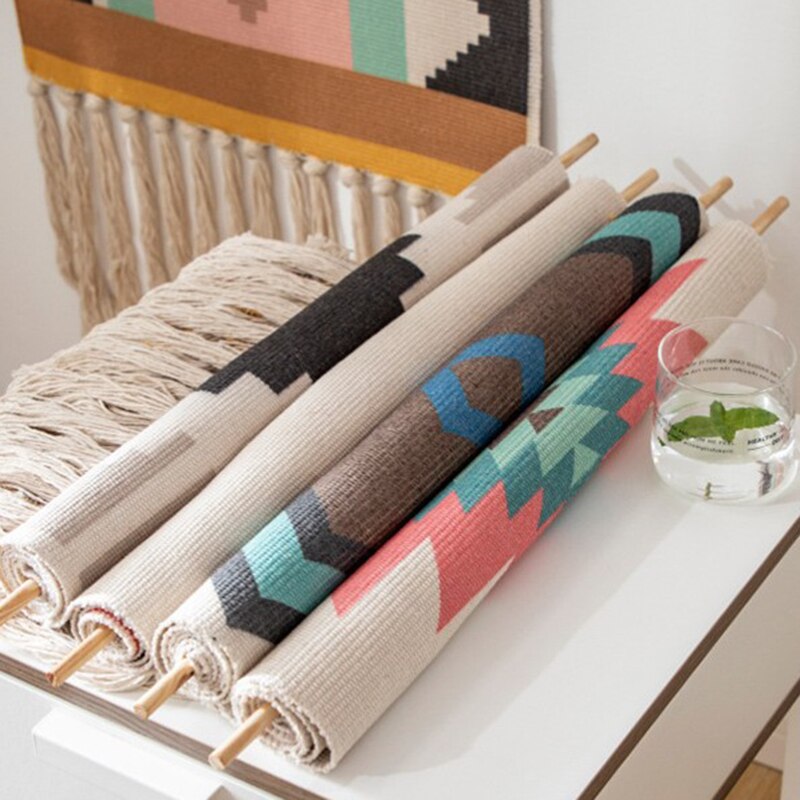 البوهيمي نسيج مكرامية الجدار الشنق ديكور المنزل القطن الكتان شرابة اليدوية المنسوجة هندسية قماش الفن خلفية المفروشات