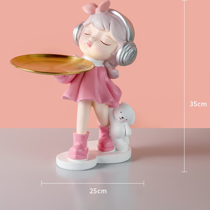 Nordic Girls Storage Statsue Keys Snacks Cosmetics Storage Alustan musiikkipuku Prinsessa Veistoksen koristeet