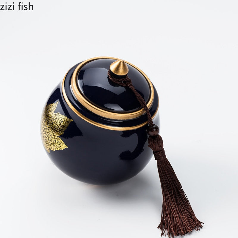 Seramik Çay Kavanoz Çay Caddy Çay Kutusu Depolama Organizatör Çay Konteyneri Nem Döteleme Mühürlü Tank Depolama Tankı Şeker Kavanozu Saklama Kutusu