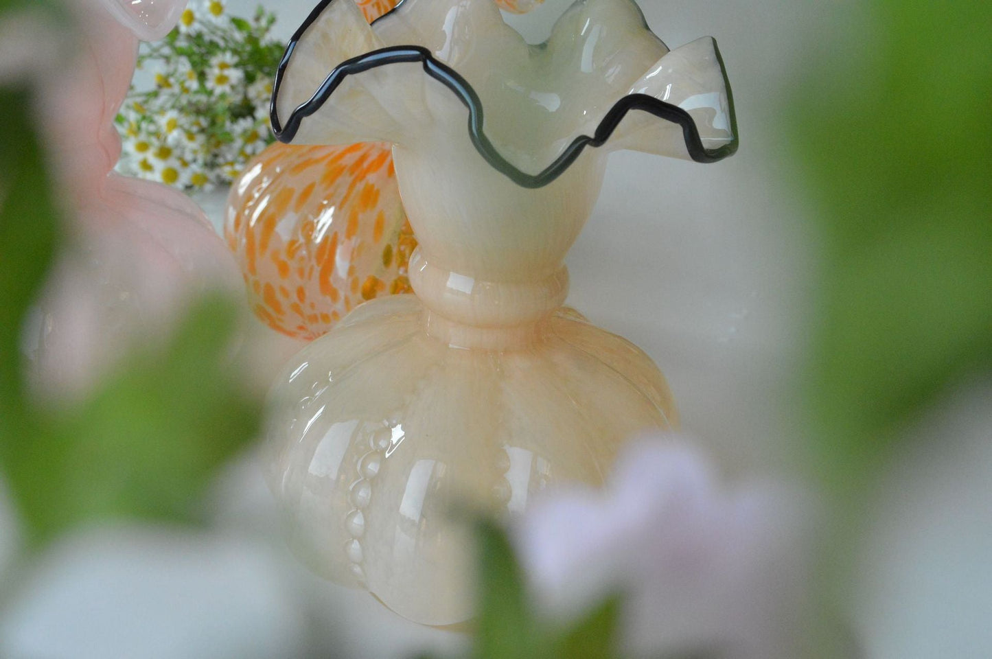 Французское молоко нефритовое желтые тыквенные бусинки ваза ручной стеклян