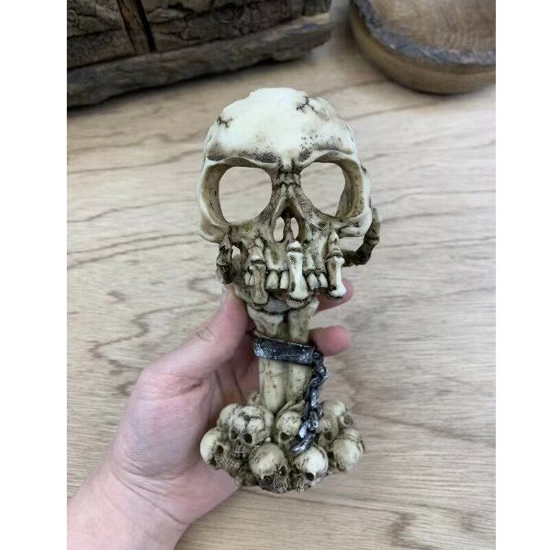 Acessórios para decoração de casa Cabeça de castiça Decoração Decoração Central peça Candlestick Halloween Ornamentos de resina Batinhos artesanais