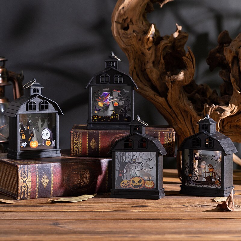 할로윈 캔들 주도 램프 테러 호박 호박 마녀 두개골 랜턴을위한 홈 파티 장식 소품