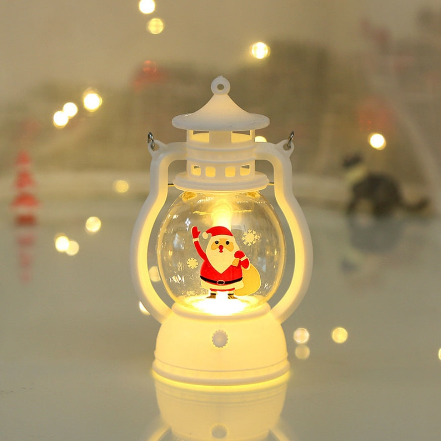 Hzzkzz ornamen Natal LED Lantern Lantern Santa Claus Dekorasi Natal Untuk Rumah 2023 Xmas Navidad Noel Hadiah