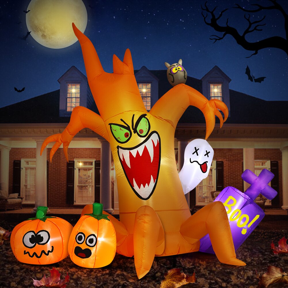 Halloween Home Outdoor opblaasbare decoratie Witch Ghost Pumpkin Party Cosplay Prop Holiday Blow Up Yard Garden Decor met LED