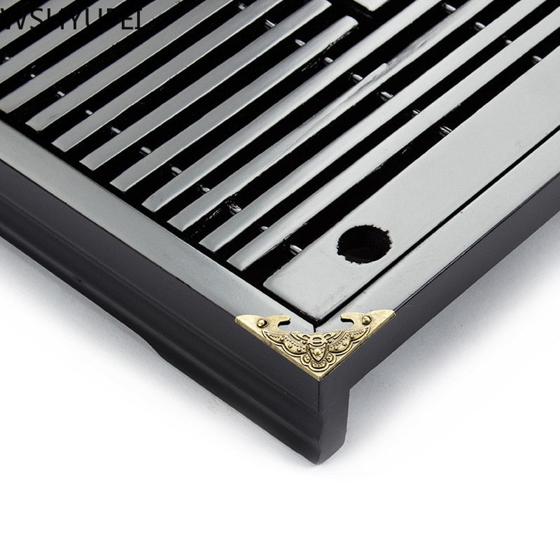 Maddi odun çay tepsisi depolama su drenajı çift kullanım çay seti çay seti Çin çay odası töreni araçları