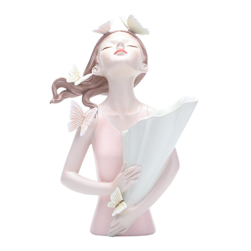 İskandinav Kelebek Kız Vazo Reçine El Sanatları Yaratıcı Ev Dekorasyon Masaüstü Yumuşak Dekorasyon Işık Lüks saksı dekorasyon