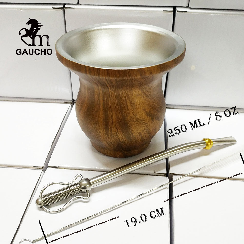 1 PC/Lot Stainless Yerba Mate Gourds Cups 8 Oz Double Wall Heat Insulation With Removable Filter Straw & Cleaning Brush