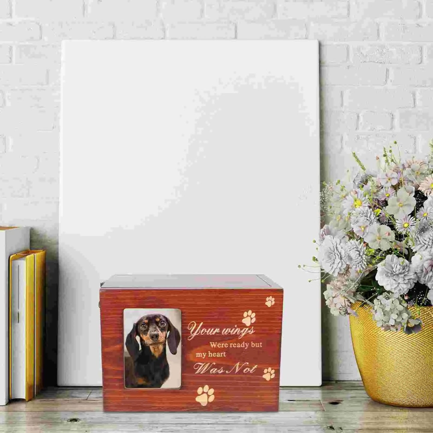 Kremasjon Urn Pet Cinerary Cast Wood Memorial Box Ashes Keepsake Small Animals Pet Cats Dogs Begravelsesforsyning