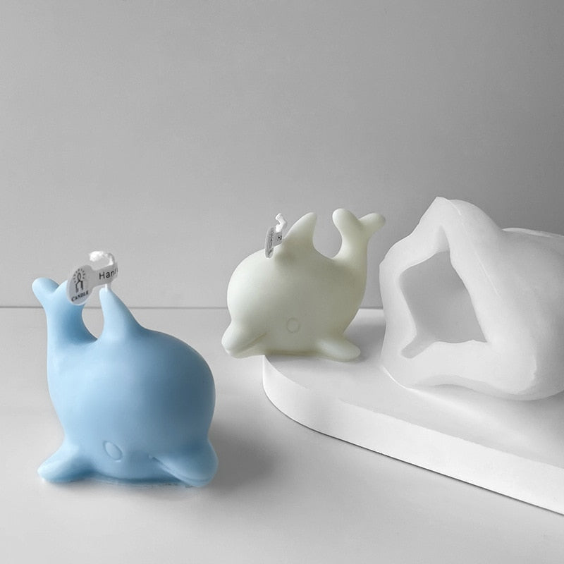 BARU 3D Dolphin Silicone Candle Mold Abstrak Hewan Abstrak Cetakan Aromaterapi Gipsum Gypsum Epoxy Resin Making Cetakan Hadiah Dekorasi Rumah