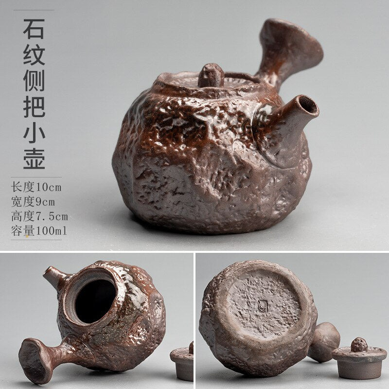 kiln交換セラミック小容量ティーセットティーポット透明な水の木材発射セラミック小さなティーポット陶器ファンシングルポット注入器バー