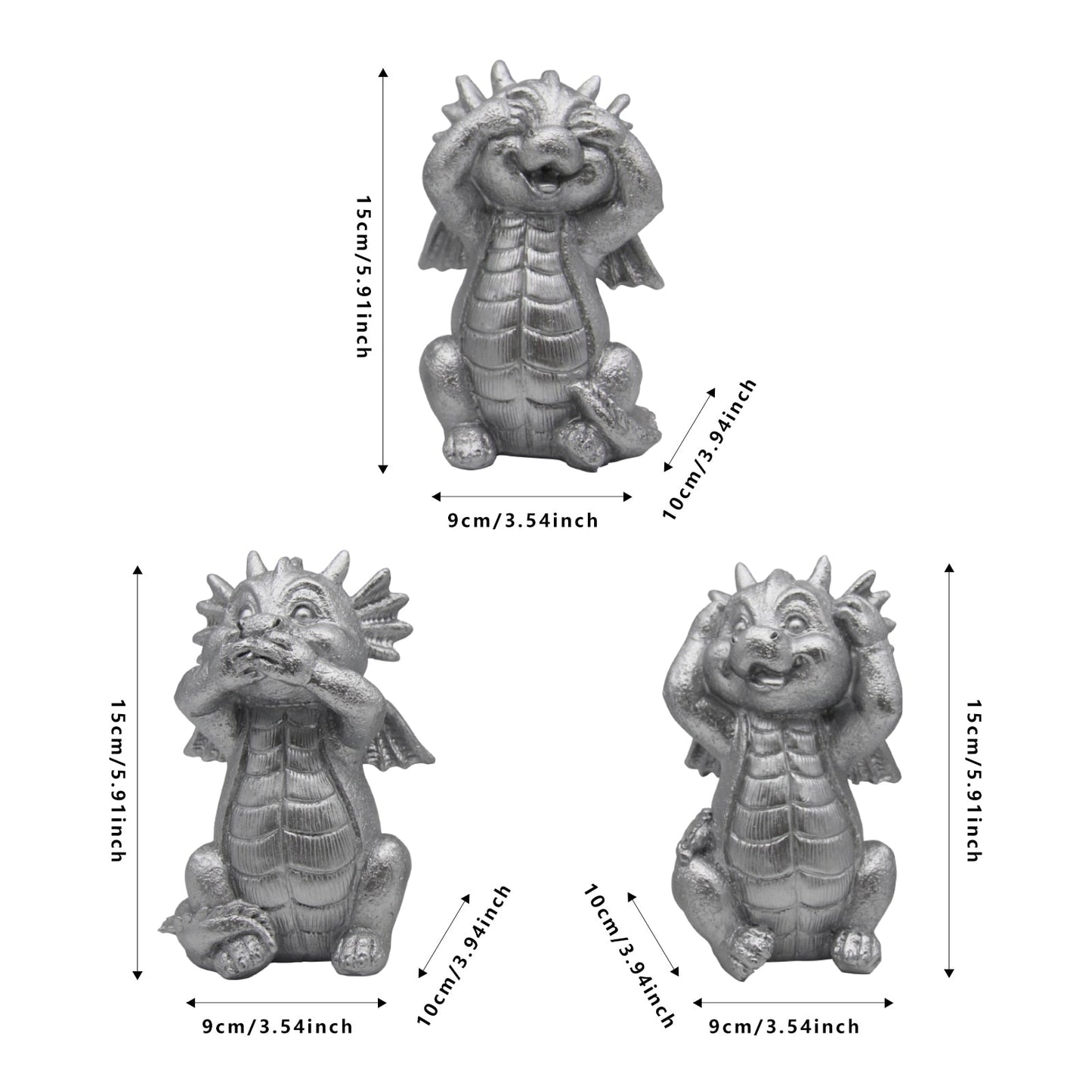 Sochy dračích 3 ks Ne slyšet ne vidět Ne mluvit o polici pro obývací pokoj stůl stůl dekor