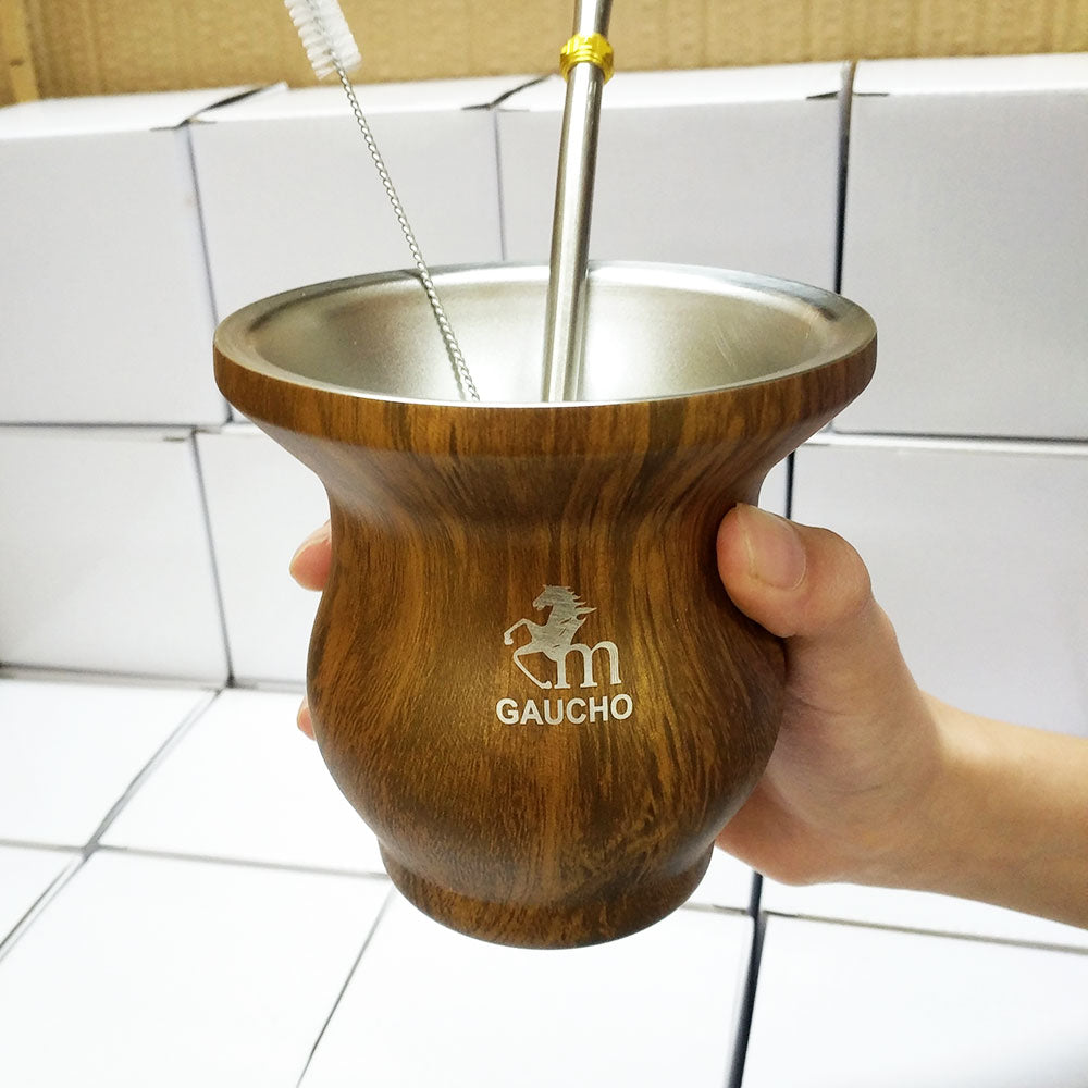 1 قطعة/الوحدة غير القابل للصدأ يربا ماتي أكواب القرع 8 أوقية جدار مزدوج العزل الحراري مع فلتر القش القابل للإزالة وفرشاة التنظيف