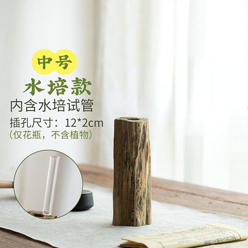 Kayu solid retro vas bunga kering dekorasi meja makan ruang tamu pengaturan bunga perabotan dekorasi bunga kecil