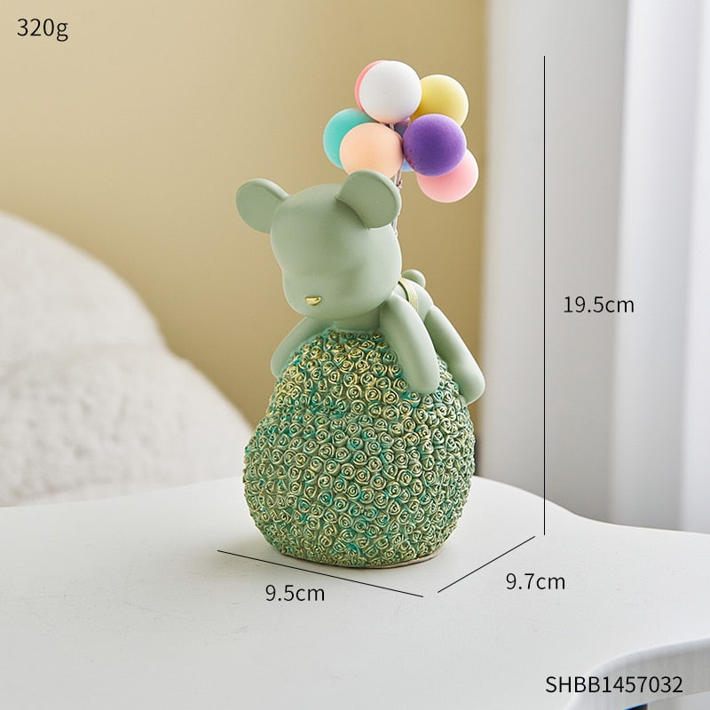 Estilo moderno Home nórdico Kawaii Figuras de osos de resina Accesorios de esculturas de la oficina Accesorios de la sala de estar Decoración de la sala de estar