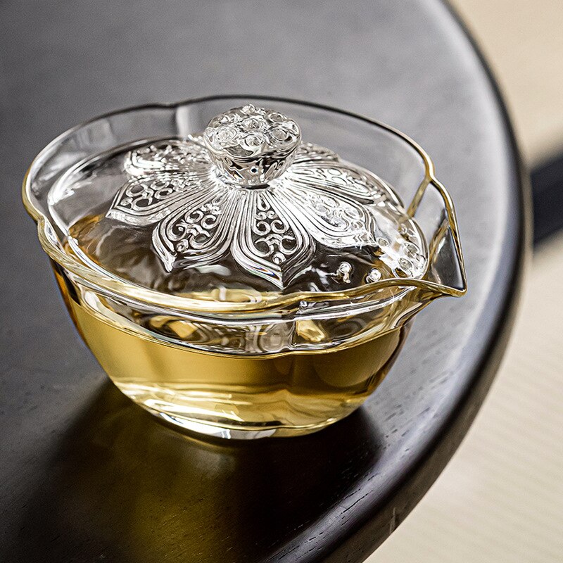 유리 · 연꽃 Zen 하트를 들고있는 가이완 열과 스콜드 내성 er cai 차 tureen 핸드 케틀 컵을위한 절묘한 선물