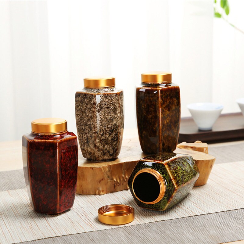 Kiln Change Keramik Mini Tertutup Jar Teh