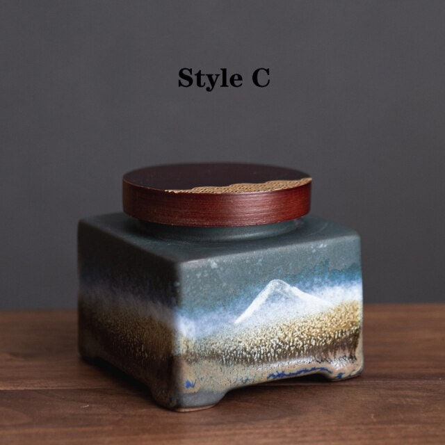 Seramik Taşınabilir Nem Kanıtı Mühürlü Kavanoz Ahşap Kapaklı