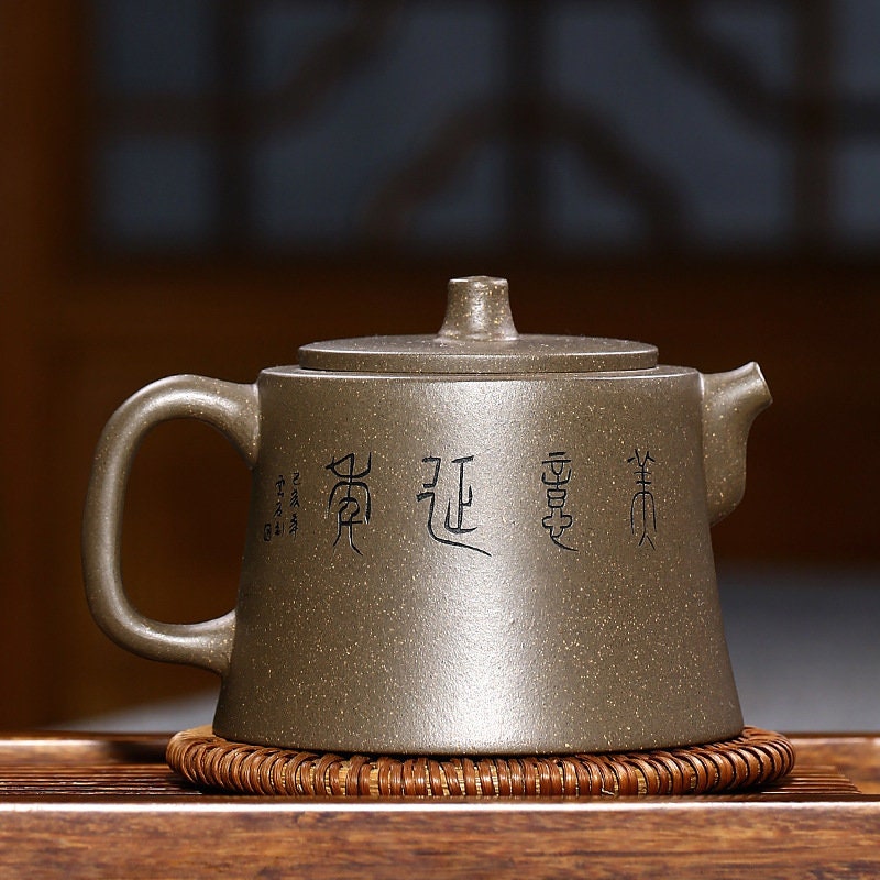Unique Yixing Zisha Clay Teapot Raw Ore Green Clay All Handmade