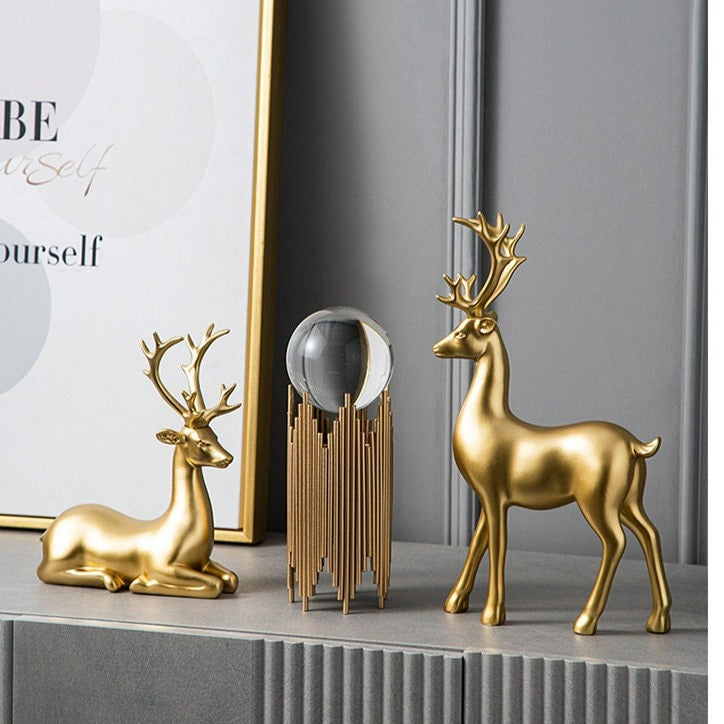 ゴールデンディアアニマルレジンクラフト彫刻リビングルームデコレーションフェスティバルギフト - ゴールデンディアホーム装飾のための最良の選択