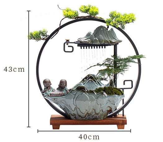 センスバーナー滝LEDランプ循環水の噴水装飾品