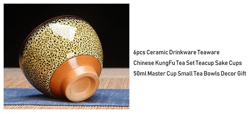 Çince 6 PC/Set Seramik Çay Kupası Buz Çatlak Sır Kupası Kung Fu Çay Seti Küçük Porselen Çay Çay Çay Aksesuarları İçmek