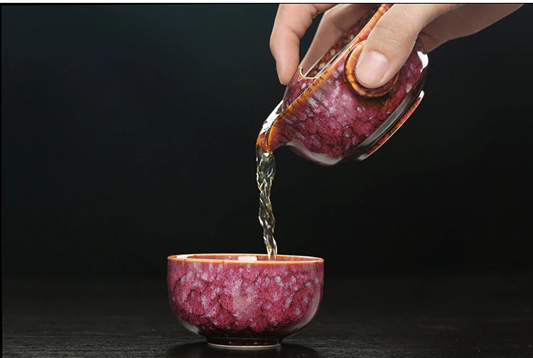 Keramický gaiwan set kuai key tea sada kempování kung fu čaj sada 1 konvice 1 šálek cestovní konvice kávová šálek vodní hrnek kancelář konvice nápoj