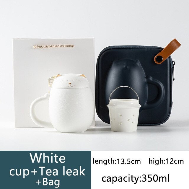 Cat Mug Lucky Cat Ceramic Cup Creative Tea Cup met deksel Kantoor Huishouden Kettle Milk Cup Coffee Cup Cartoon Aangepast cadeau