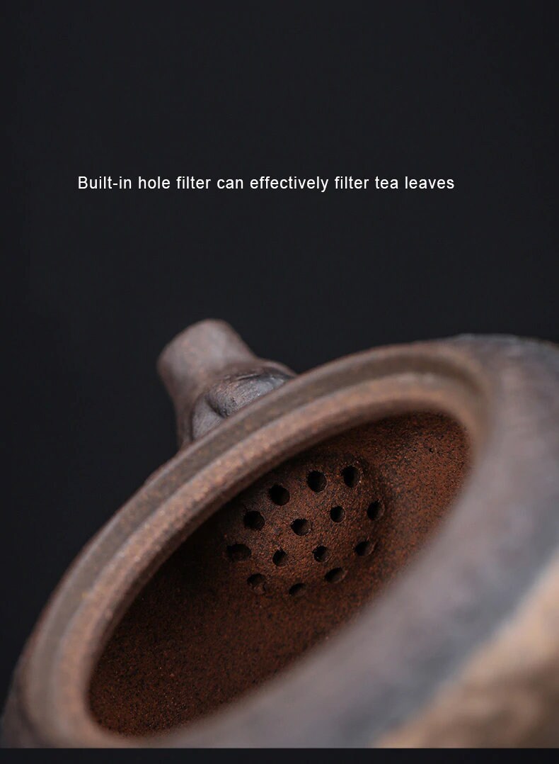 Stoneware Handmade Retro Ceramic Kung Fu Tea Set Single Pot Iron Glaze Teapot Kyusu Style - Stoneware Teapot Ceramic side handle