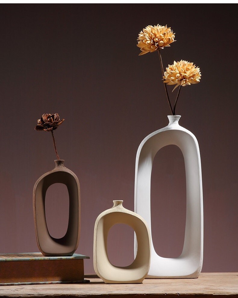 Modern Minimalist Orta Yüzyıl Modern Dekor Vazolar - Masa Merkezi Ev Taşıma Hediyesi
