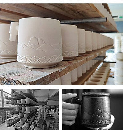 ספל תה קרמי עם מכסה ו