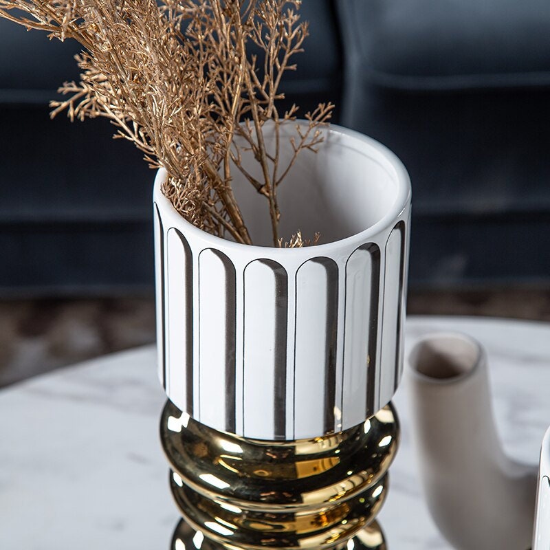 Mid Century Modern Dekor Heykel Vazo İskandinav Minimalist Dekoratif Süsler Çiçek Düzenlemesi - Masa Merkezi Ev Taşıma Hediyesi