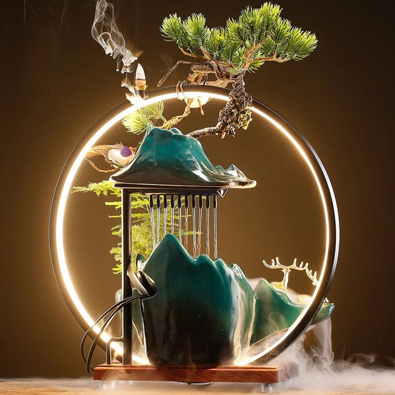 Incense holder backflow Led Lamp Circulating water fountain indoor
