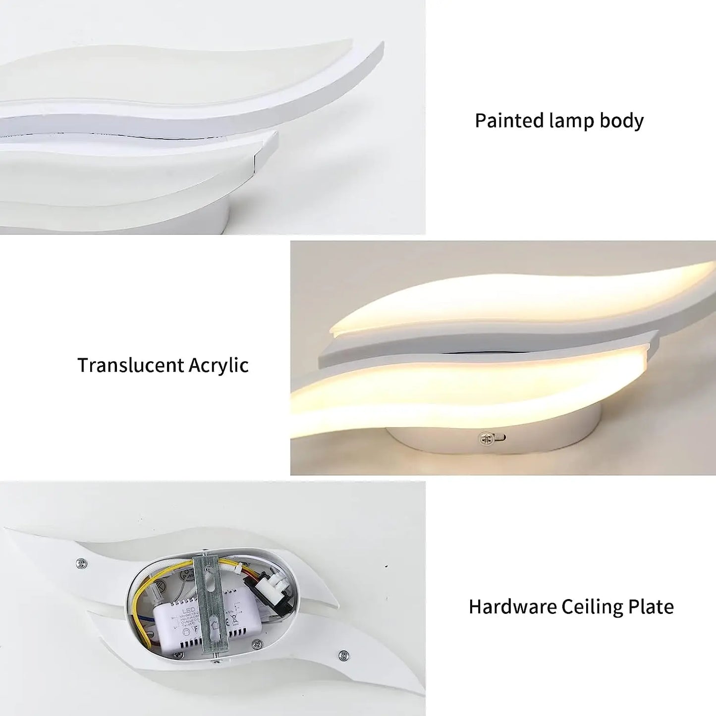 Modern White Wall Lamp 20W,LED Interior Wall Light,Warm Light 3000K Acrylic Aluminium Wall Lamp for Bedroom, Study in Hallway