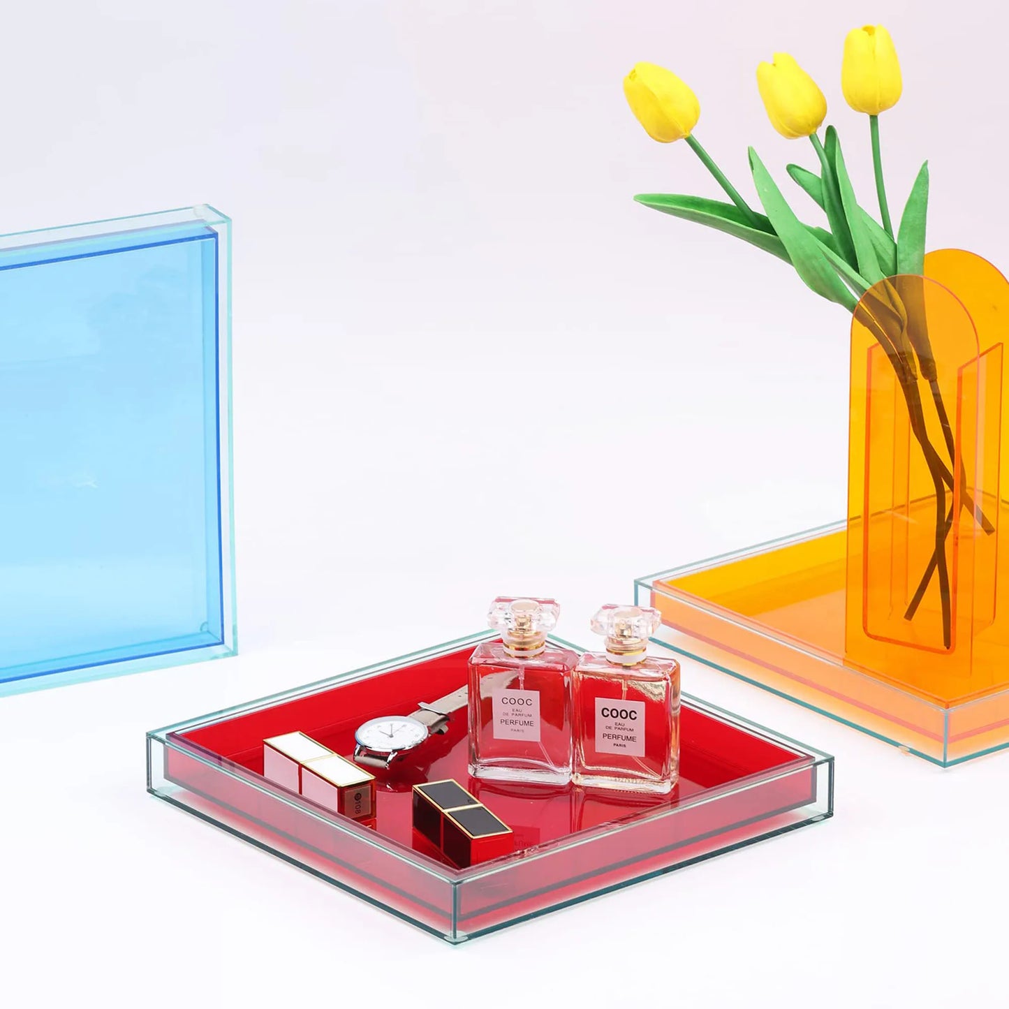 Acrylic Tray Serving Trays for Beverage Fruit Cake, Decorative Jewelry Storage, Perfume Tray