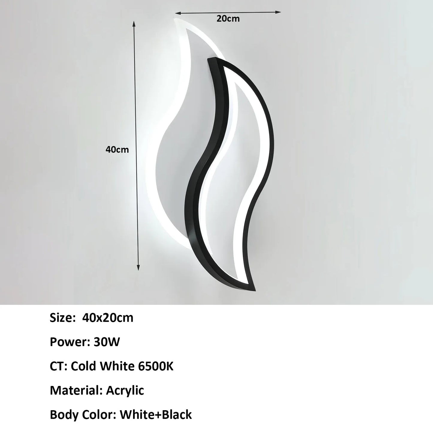 Modern White Wall Lamp 20W,LED Interior Wall Light,Warm Light 3000K Acrylic Aluminium Wall Lamp for Bedroom, Study in Hallway