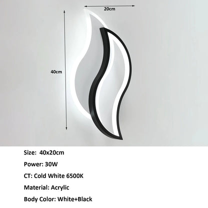 Modern White Wall Lamp 20W,LED Interior Wall Light,Warm Light 3000K Acrylic Aluminium Wall Lamp for Bedroom, Study in Hallway